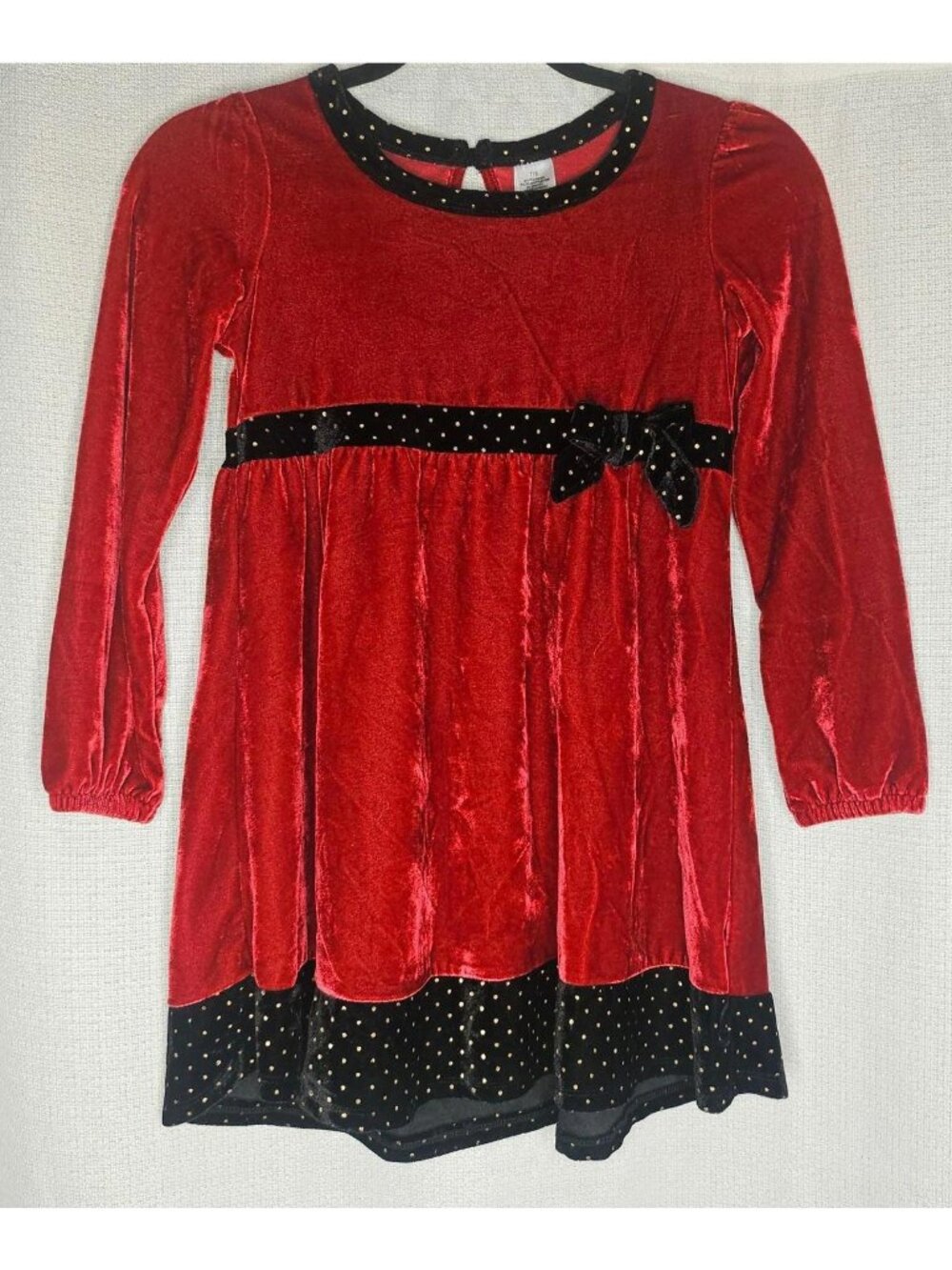 Avon Red Velvet Black Bow Holiday Christmas Whimsigoth Dress Girls Size 7/8